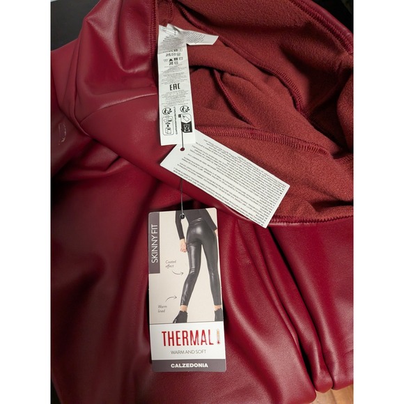 Calzedonia Thermal Skinny Fit Coated Leggings Rosso Scuro Burgundy Red MIP037 M - Picture 8 of 12